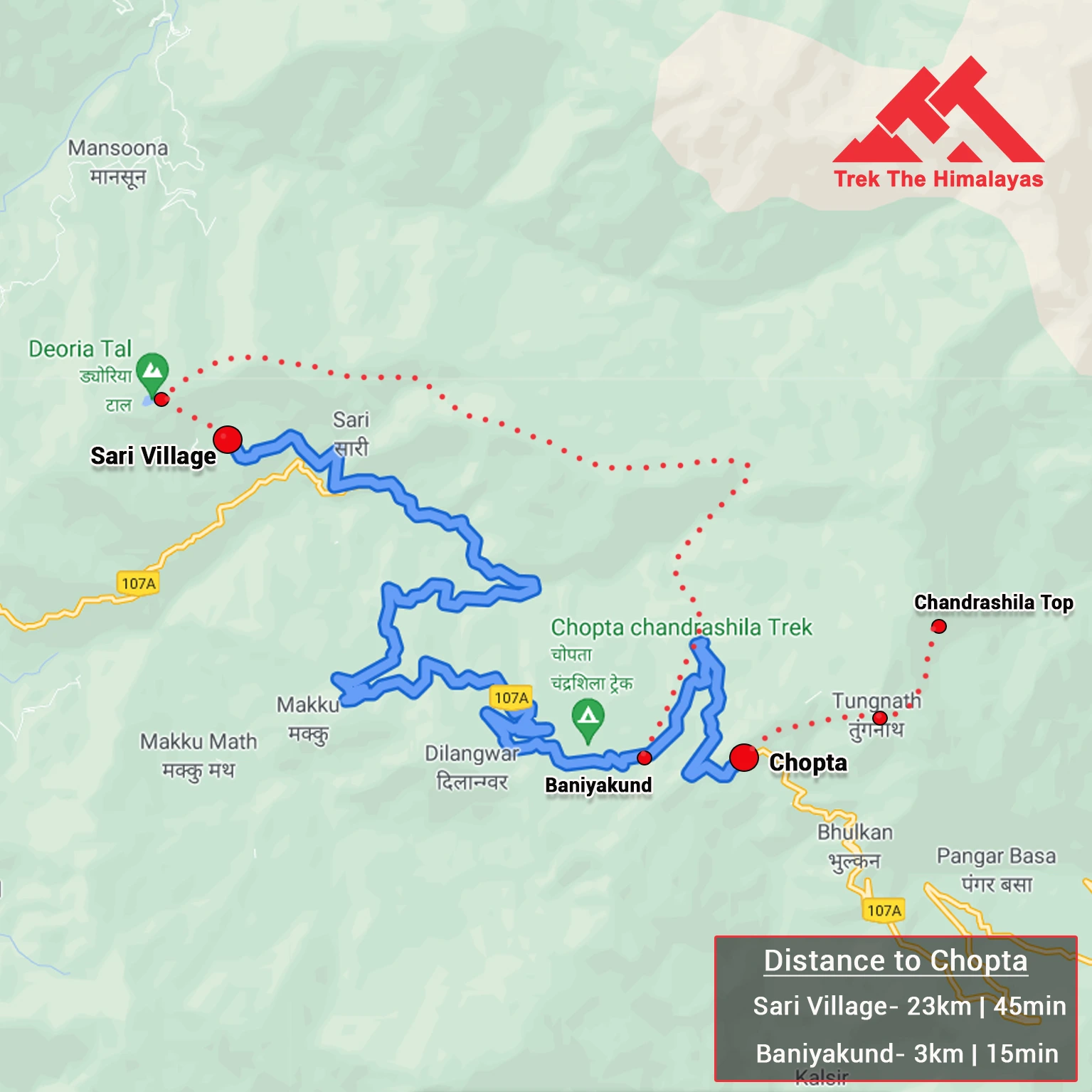 How to Reach Panchkedar Trek & Drive Map